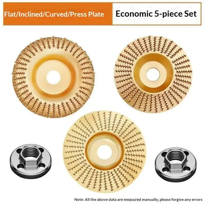Woodworking Grinding Disc Three-Piece Set 100mm Wide/16Mm Metal Hole Arc-Shaped Bevel Design Electric Grinder Grinding Disc Wood