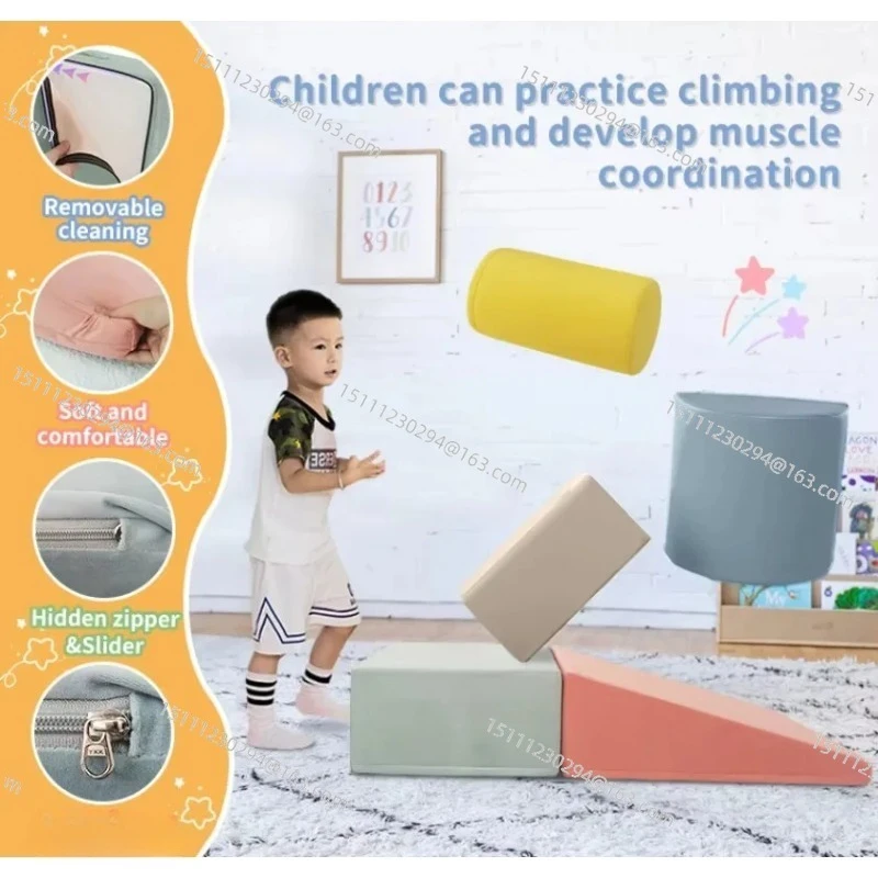 Premium Velvet Soft Play Foam Blocks Indoor Playground Corner Climber Toddler Toy for Climb Crawl Activity