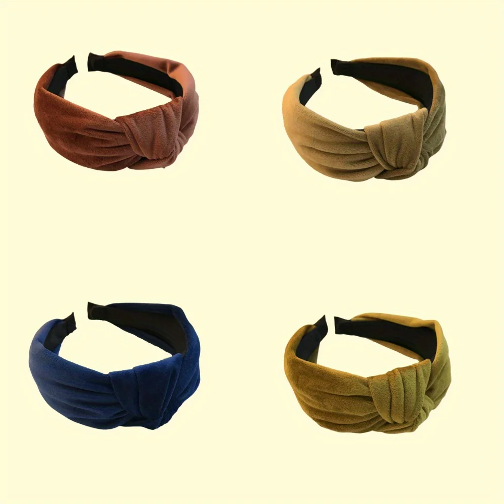 

New Fashion Hairband for Women Solid Color Wide Side Headband Warm Canary Velvet Turban Winter Hair Accessories
