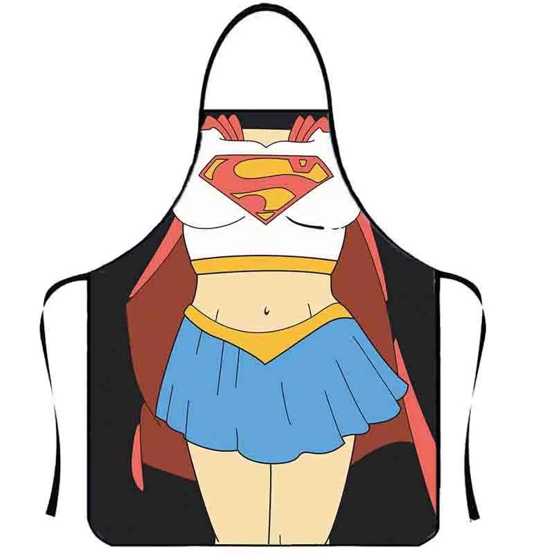 Interesting Hero Superman Apron Anti Oil Pollution Cartoon Sexy Character Apron Party Kitchen Supplies