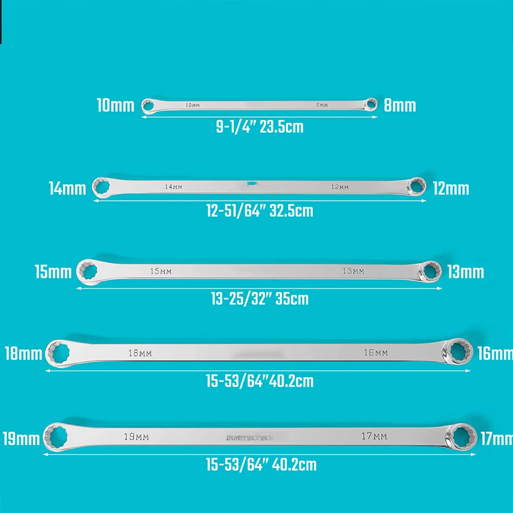 1 pc extra longa caixa fim chave de extremidade caixa dupla fim chave inglesa esforço aviação métrica crv 8mm - 19mm