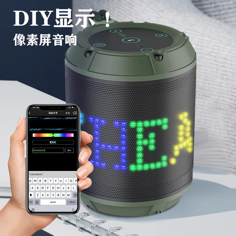 Multifunctional DIY Display Outdoor Bluetooth Speaker Level 7 Waterproof Extra Bass Portable Pixel Audio