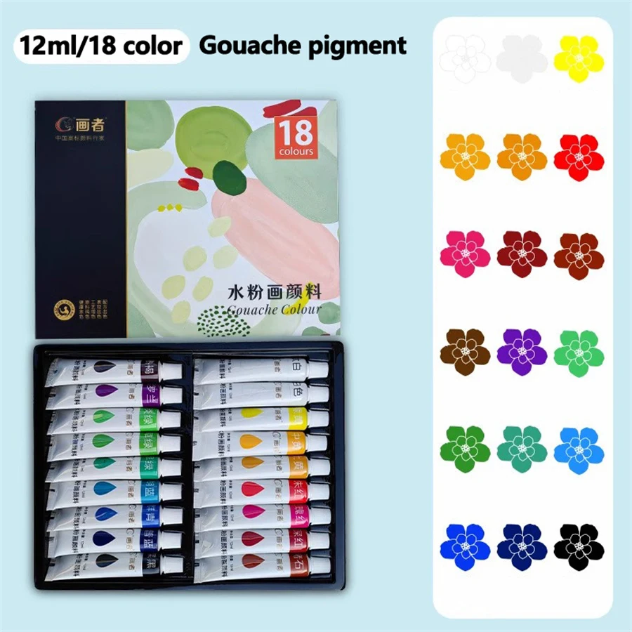 Gouache-Malset, 12 Farben/18 Farben/24 Farben/36 Farben, 12 ml/0,406 Unzen Tubenverpackung, Geeignet für intensive Farben – Detail 7