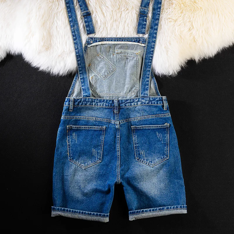 Summer Men Jeans Overalls With Pocket Casual Denim Short Strap Jumpsuit Jeans Men Jeans Suspender Pants Fashion Streetwear M-5xl