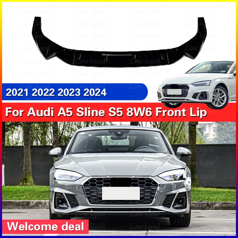 Car Front Bumper Lip Splitter Diffuser Body Kit For Audi A5 Sline S5 8W6 2021 2022 2023 2024  Exterior Modification Accessories