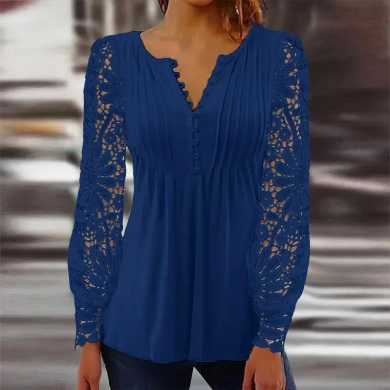 Blusa informal de manga larga para mujer, Camisa de algodón 2024 con botones, color liso, para verano