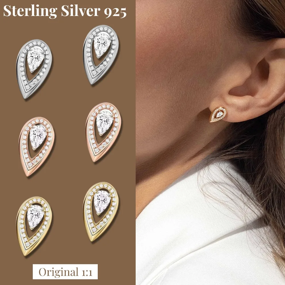 Shimmering original FIERY 0.25CT White Gold Earrings Sterling Silver 925 Luxury Women's Luxury Brand Birthday Anniversary Gift