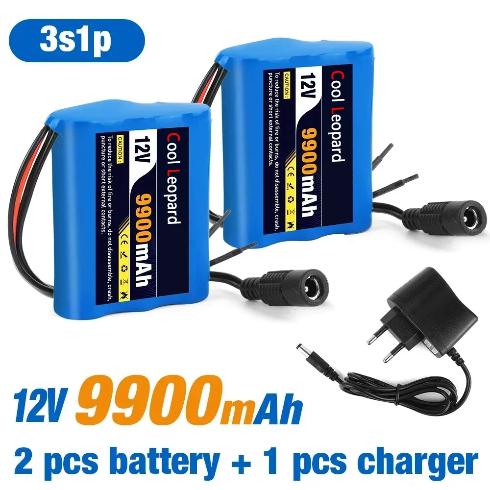 

High Capacity 18650 3S1P 12V 9900mAh Lithium Batterie Pack For Monitor CCTV Camera Rechargeable Li-ion Battery + 12.6V Charger