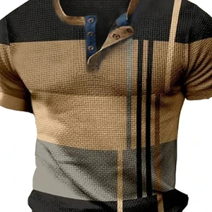 Áo sơ mi mùa hè cổ điển Cruz Casual Sleeve Casual Short With V -Neckline Oved Oversized chắp vá 10 doanh thu chính kẻ sọc t -shirts - №5