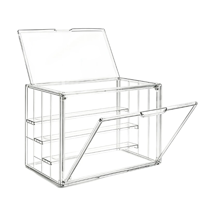 Tabletop Propagation Cabinet in Clear PET with Tiered Shelves, Hinged Lid and Front Access for Indoor Cuttings, Starter Y5GB