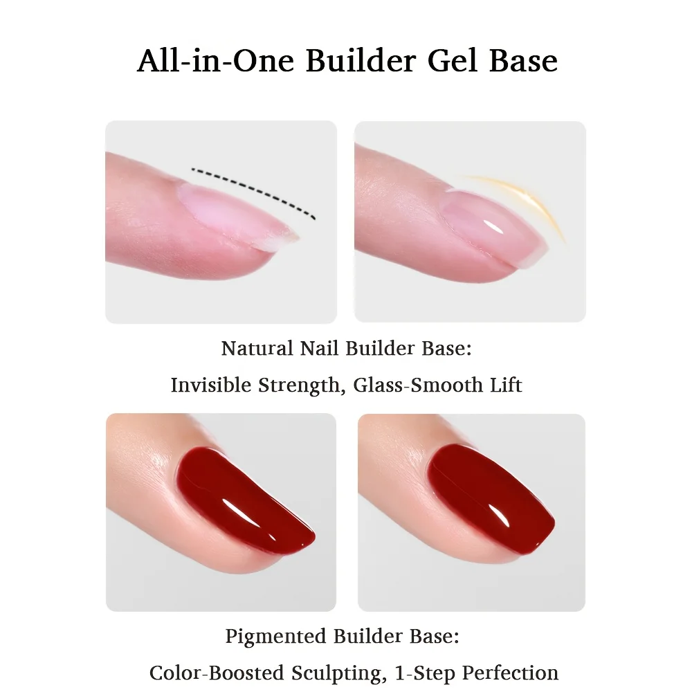 3-in-1 Transparent Building Fiber Rubber Base Gel - LED Light Curing Quick Build Polish,for Broken Nails, Fiberglass & Extension