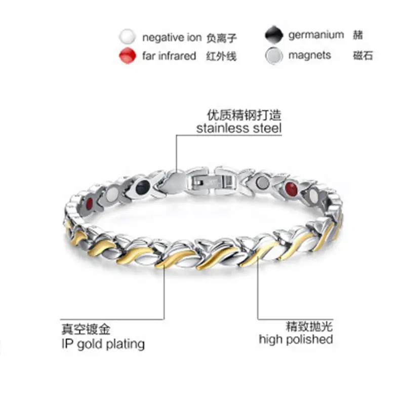 Fashion Health Magnetic Bracelet Women\'s Silver Color Bracelet Magnet Germanium Care Bracelet Jewelry