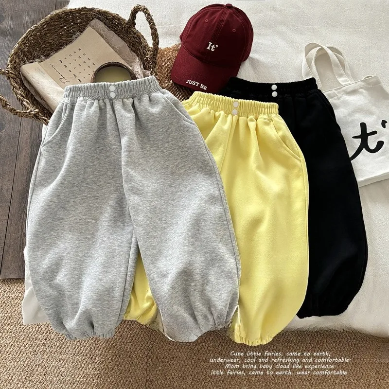 Boys Girls Pants 1-6 Years Spring Autumn Casual Solid Color Korean Style Straight Trousers Toddler Kids Daily Wear Clothing Pant