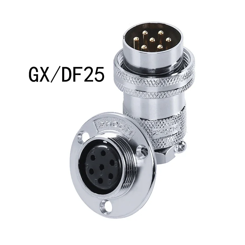 1 Set Aviation Plug-in Socket GX/DF25-4/5/6/Core 7 Pin Reverse-Mounting round Flange Electrical Connector waterproof connector