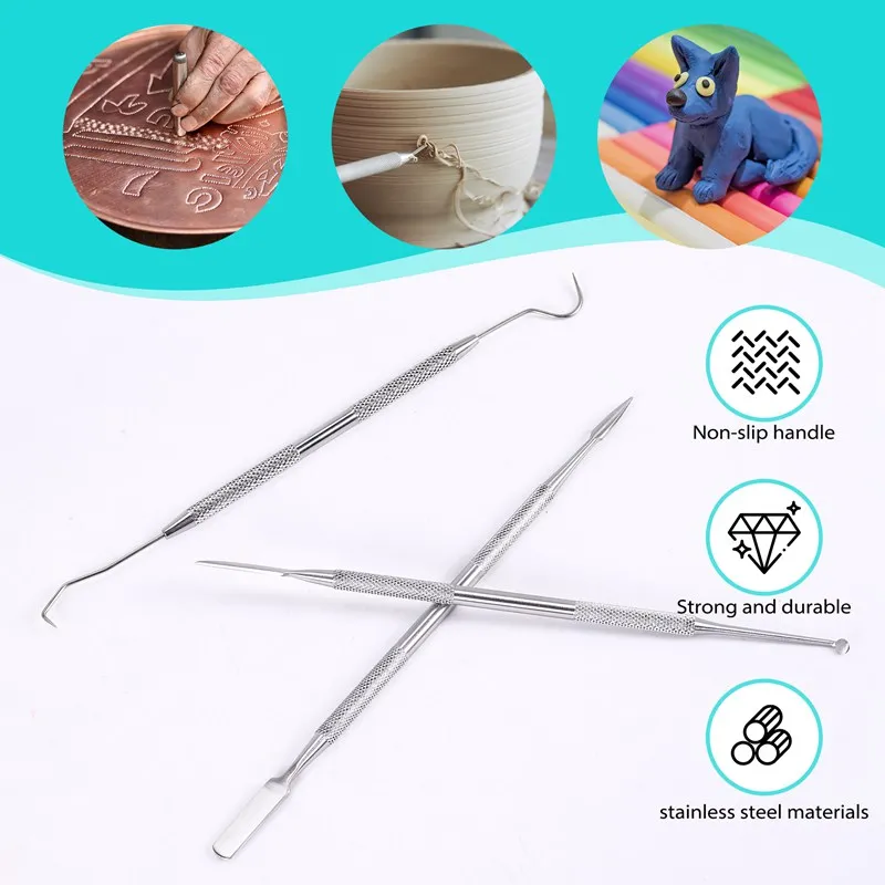 12 Pcs Wax Carvers Set Double Ended  Wax Modeling Sculpting Tools  Picks Polymer Pottery Clay Carving Tool