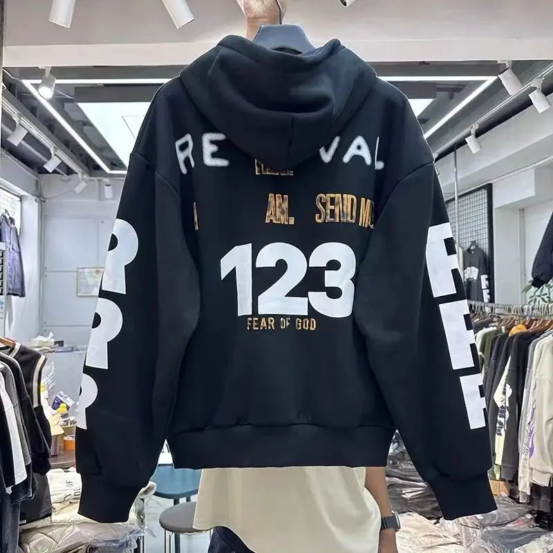 2024 Winter RRR123 Long Sleeve Hoodie Men Women Top Quality Puff Print RRR-123 Logo Letter Print Hooded Pullover