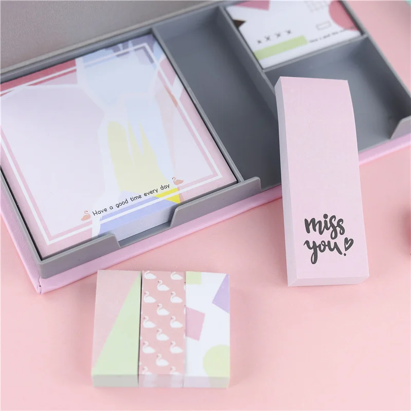 1 مجموعة لطيف ملاحظات لاصقة مجموعة Kawaii مذكرة الوسادة مخطط ملصقات صفحة العلم للمدرسة الفتيات الأعمال مكتب ديكور القرطاسية #3