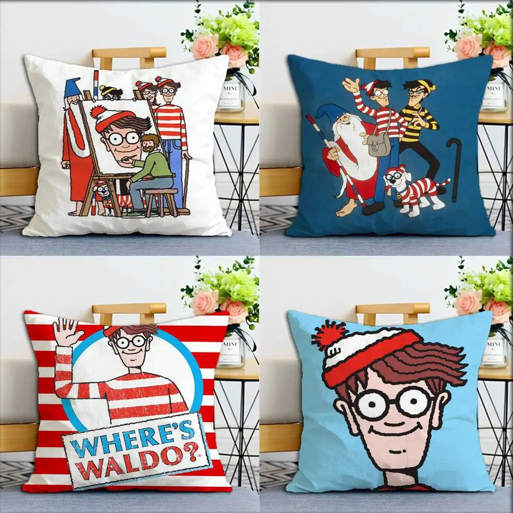 

Game Wheres W-WallyS Waldo World Various Sizes Square Pillow Case For Car Home Bedchamber Decor