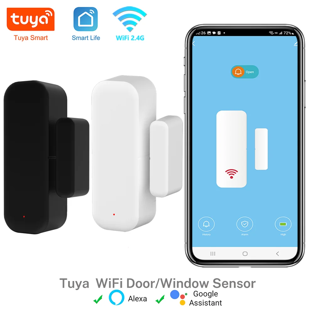 Tuya WiFi Door Sensor Window Sensor Contact Sensor For Smart Home Smart Life APP Remote Control Compatible with Alexa