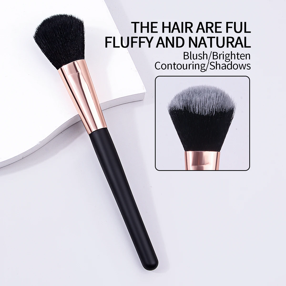 1pcs black high-grade powder blusher brush high gloss brush multi-function super soft facial brush portable beauty tool