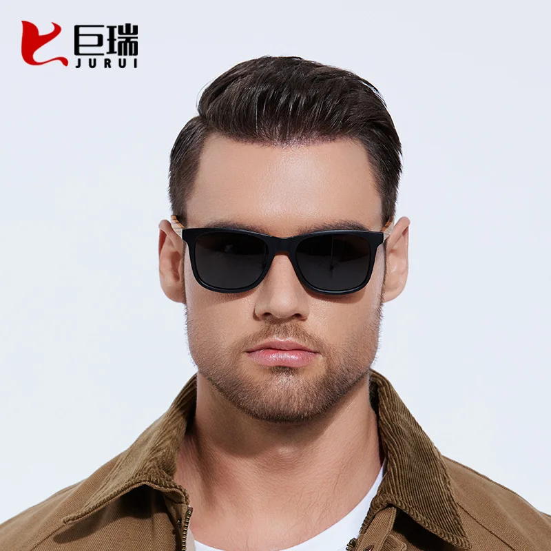 European and American Trend New Large Frame Polarized Sunglasses Classic Retro Square Fashion Bamboo Leg Sun Glasses Wholesale