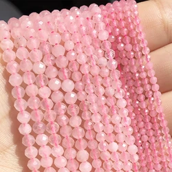 Natural Rose Quartz Beads Tiny Beads Faceted 2/3/4mm Round Loose Beads For Jewelry Making DIY Slim Bracelet Women Gifts