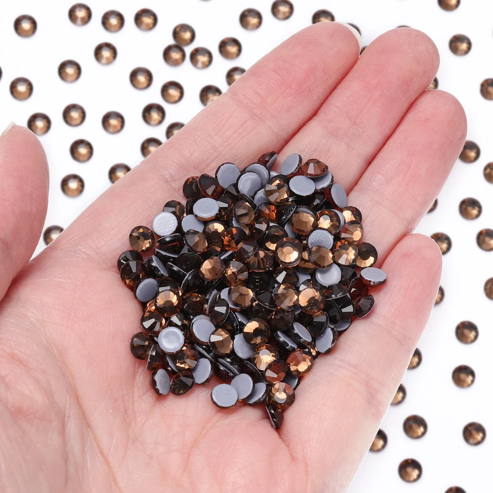 QIIY SS6-SS30 سلسلة صفراء زجاج كريستال أحجار الراين الإصلاح حديد مسطح على الحجارة لفستان الزفاف نسيج الملابس الديكور #5