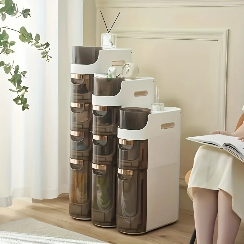 

1pc 5 Layers Ultra-Slim Plastic Big Capacity Shower Storage Cabinet Drawer-type Bathroom Storage Rack