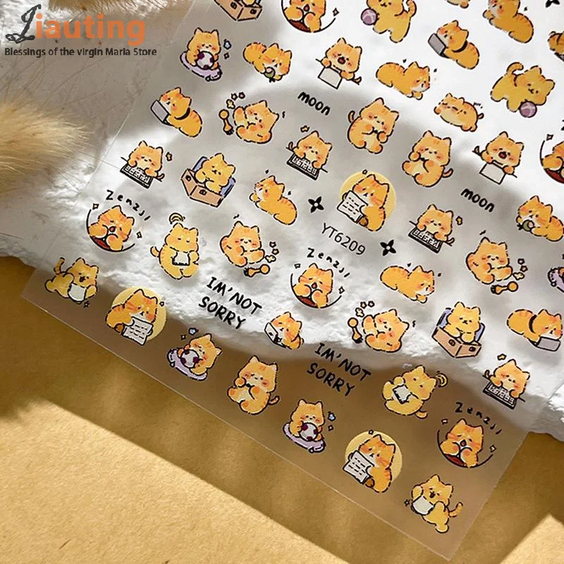 Adorabile cane gatto animale coniglietto morbido rilievo in rilievo autoadesivo adesivi per nail art carino grazioso cucciolo e gattino decalcomanie per manicure