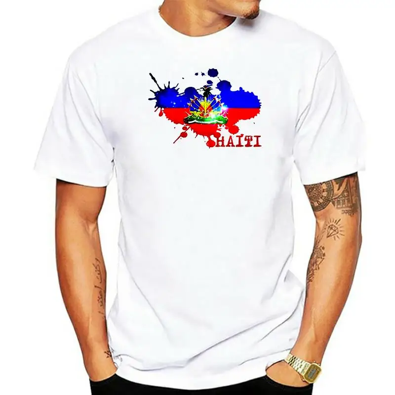 Republic of Haiti flag white t shirt top short sleeves Mens Womens Kids Baby All Sizes! 100% cotton O-neck tshirts