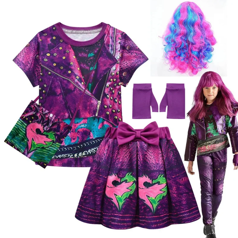 

Cosplay Anime Blue Audrey Costumes Girl Halloween Costumes Kids Party Evie Descendants Mal Cosplay dress Carnival Party Gir 72th