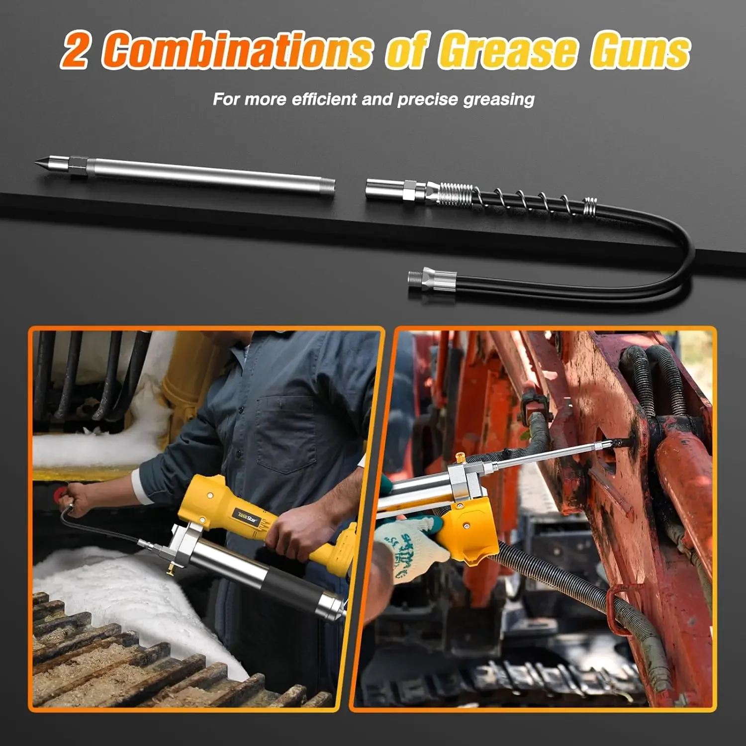 Taskstar pistola de graxa elétrica 10000 psi kit pistola de graxa sem fio com mangueira flexível de 39.4 "ferramentas elétricas de luz led super brilhante