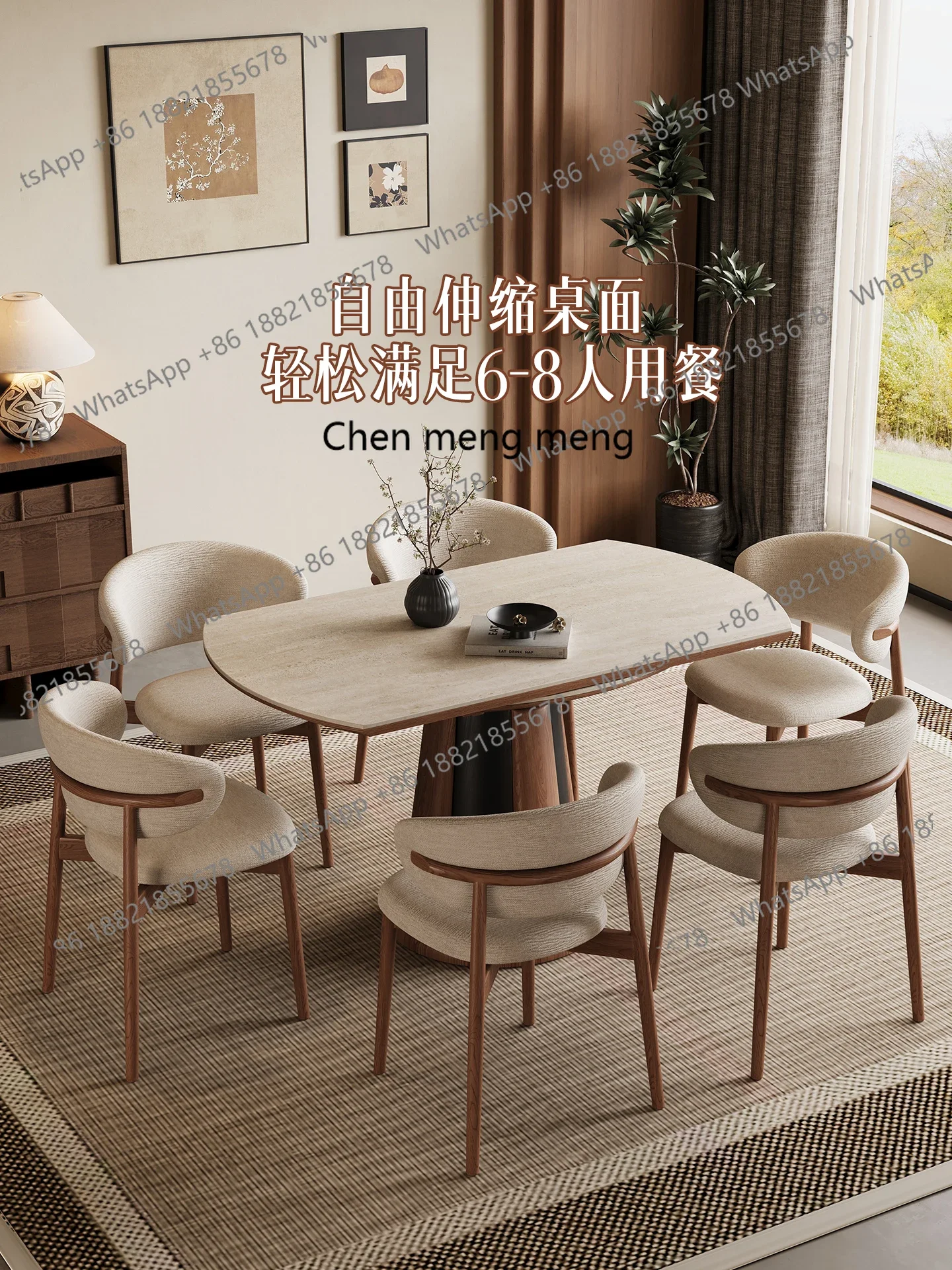 

Hot sales Medieval style dining table retractable square and circle dual-purpose Nordic solid wood variable round table home vi