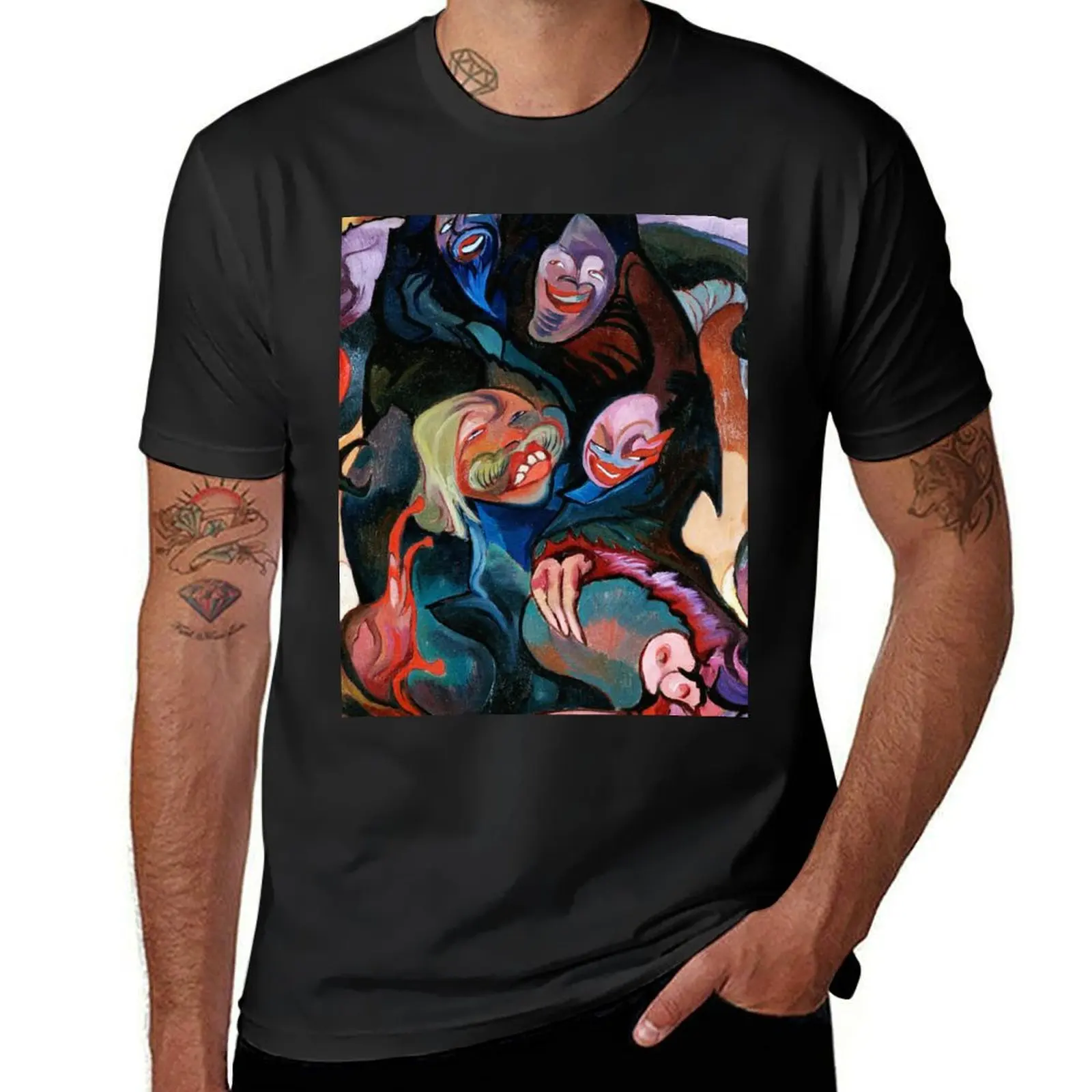 Abstract Faces surrealist artwork T-Shirt sports fans vintage mens champion t shirts