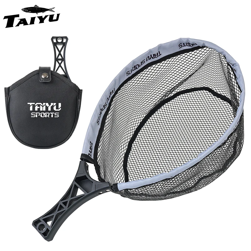 TAIYU Folding Small Fishing Net with Bag, ABS Grip Integrated Fishing Hook and Adhesive Fishing Net