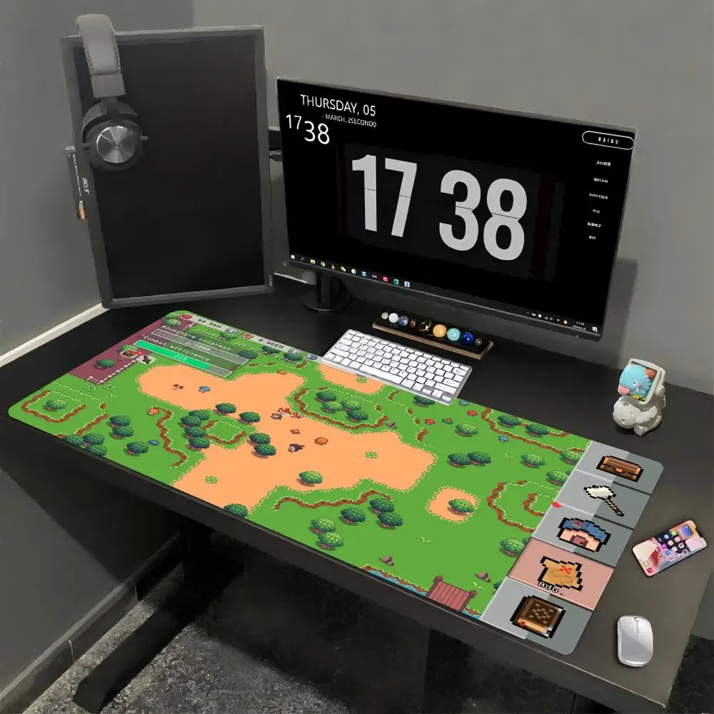 Green Large Gaming Mouse Pad XXL Pixel Island Map Deskmat Non-Slip Rubber Game Mouse Mat Computer Keyboard Mats Big Gamer