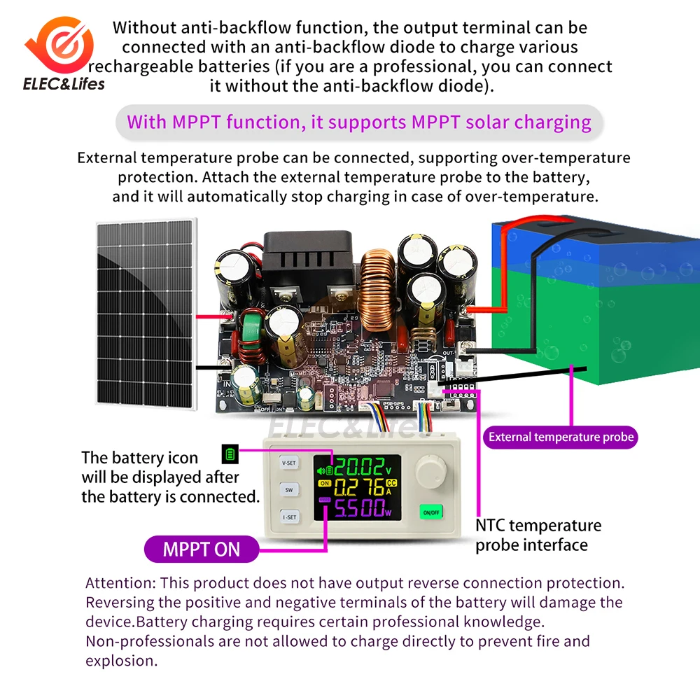 CNC DC Buck Boost Converter Adjustable Voltage Current Regulator Constant 12-140V 22A 2000W Power Step-Down Power Supply Module