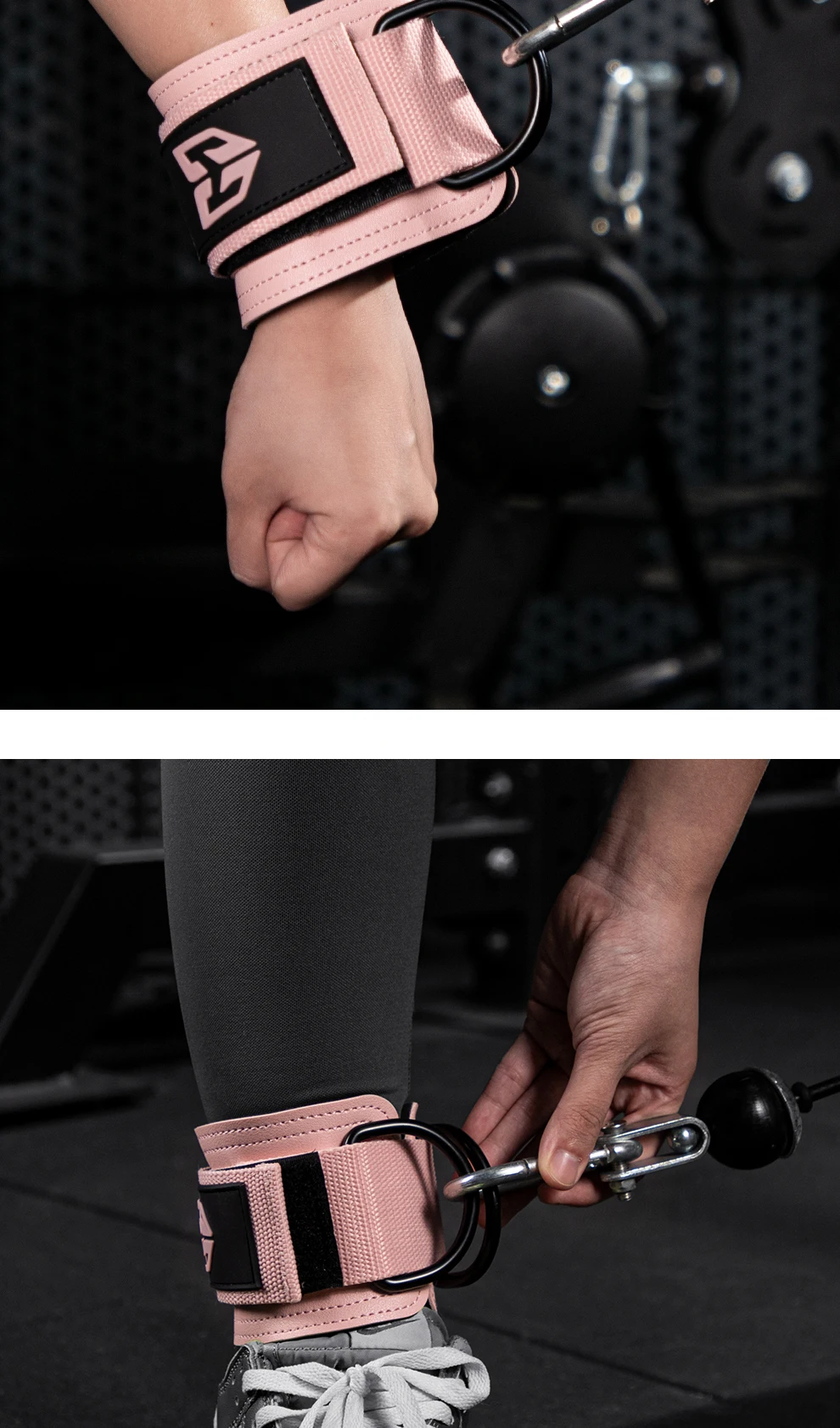 Verstellbare Handgelenksmanschetten, mit Neopren gepolsterte Riemen für Kabelmaschinen, resistentes Band, Krafttraining, Fitnessgeräte – Detail 8