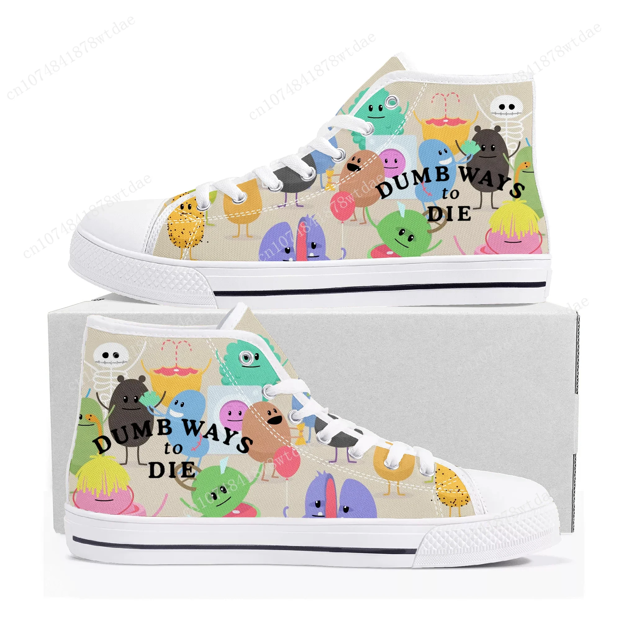 Dumb Ways To Die High Top Sneakers Mens Womens Teenager High Quality Canvas Sneaker Cartoon Comics Manga Couple Customized Shoes