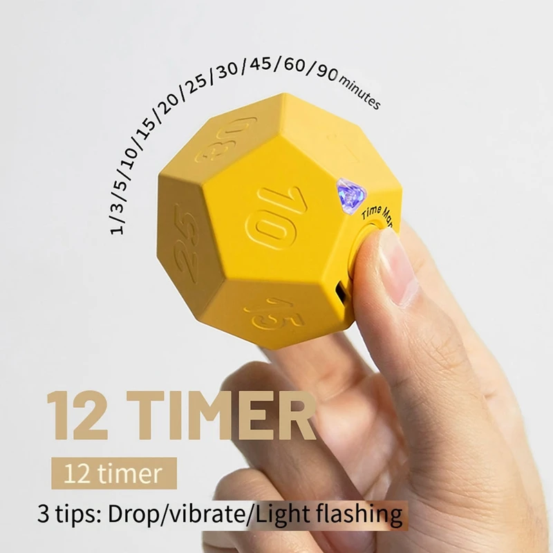 Mini Timer Roteren Dodecagon Oplaadbare Timer Geluid Trillicht Alarm Flip Timer Countdown Voor Timemanager