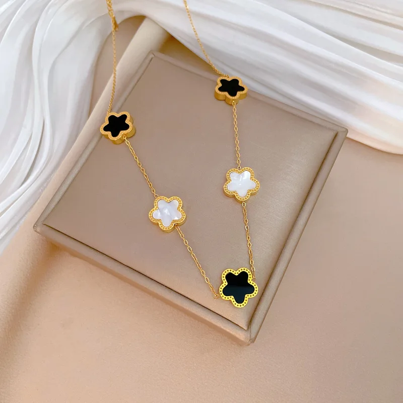 1 Pc Exquisite Star Flower Poinsettia  Luxury Stainless Steel Gold Color Necklace Women Party Prom Daily Gift Jewelry