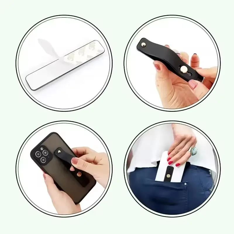 Polsband Handband Vingergreep Mobiele telefoonhouder Stand Push Pull Universele effen kleur Telefoonaansluitinghouder voor iPhone Xiaomi