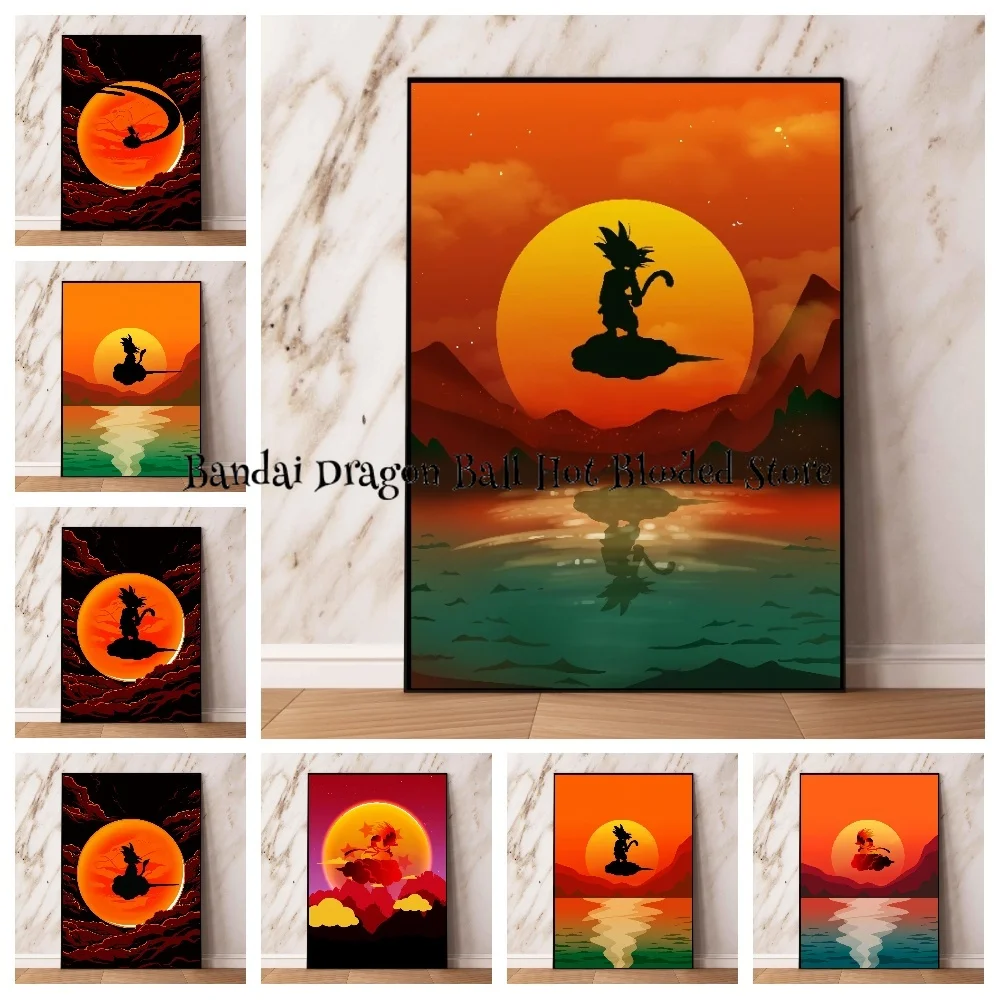 

Canvas Japan Anime Bandai Character Goku Sunset Art Decorative Painting Home Decor Children's Gifts High Qualit Picture