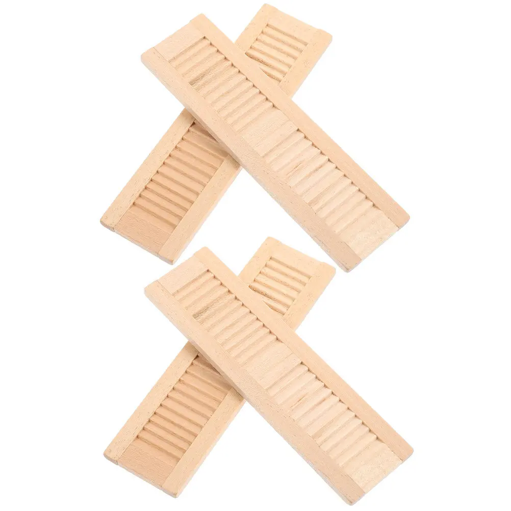 

4 шт. миниатюрных деревянных жалюзи для мини-домиков, украшение для входной двери, аксессуары для мини-домиков, миниатюрная мебель