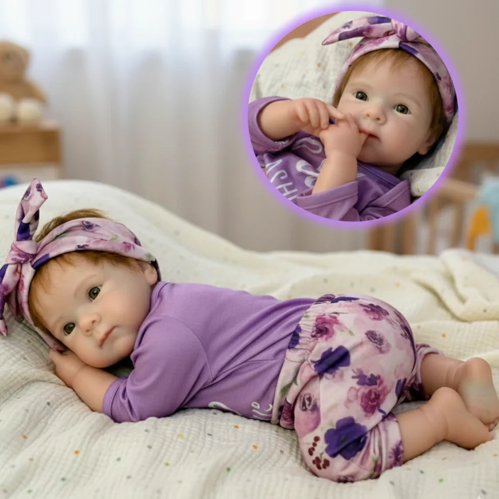 Verwurzeltes Mohair, 45 cm, bemalt, Bettie, massives Silikon, wiedergeborene Mädchenpuppe mit offenem Mund, waschbare Bebe-Puppe, wiedergeborenes Tam Silikonbaby
