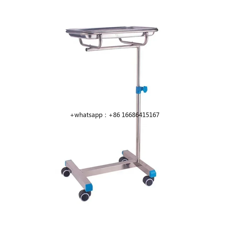 Stainless Steel Medical Trolley Hospital Tray Cart Height Adjustable Instrument Drug Medicine Cart
