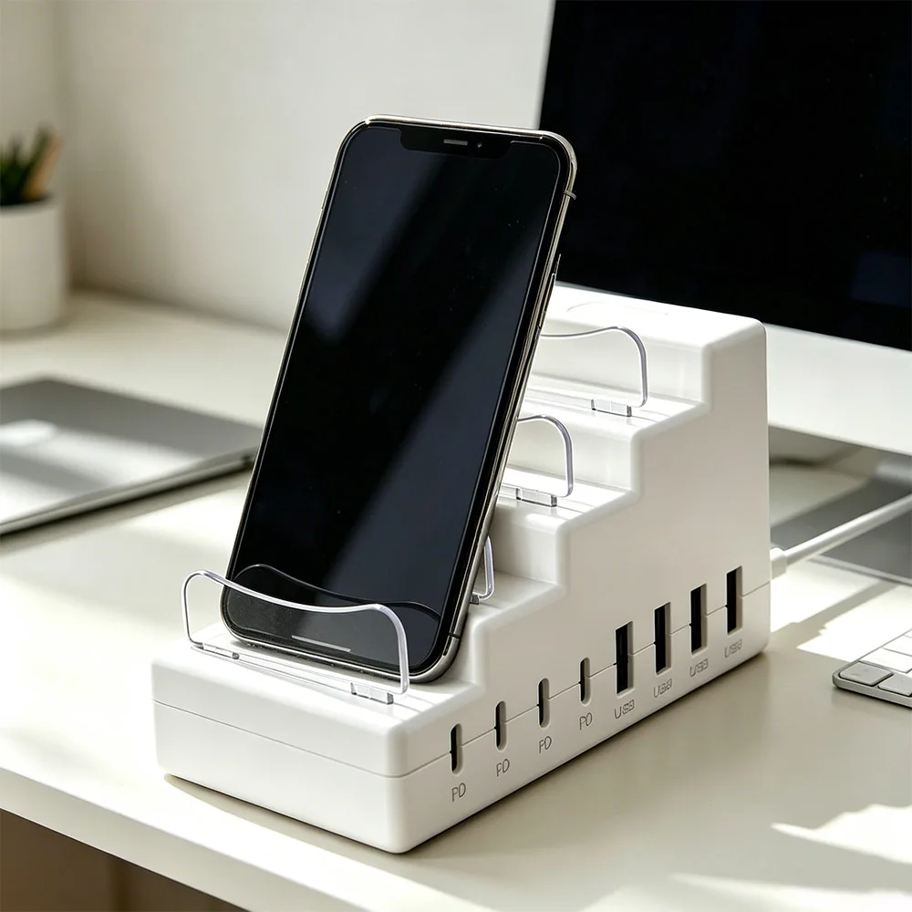 66W Power Socket Bracket Charger 4USB Ports 4Type C Ports Desktop Charging Power Strip PD Fast Charging 8Ports Socket