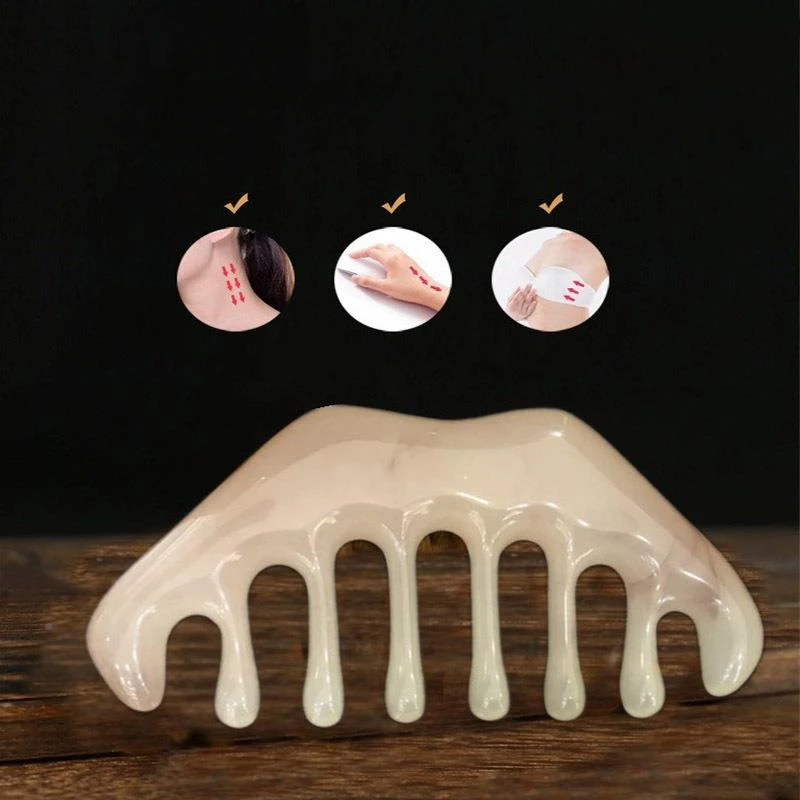 Natural Stone Gua Sha Massage Comb Head Body Scraping Reflexology Blood Scraping Hair Comb Scalp Care SPA