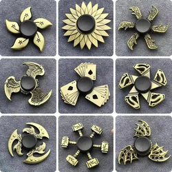 Fidget Finger Spinner Antique Brass Color Alloy Metal Hand Spinner Stress Relief Decompression Toy for Kids Adults Funny Gifts