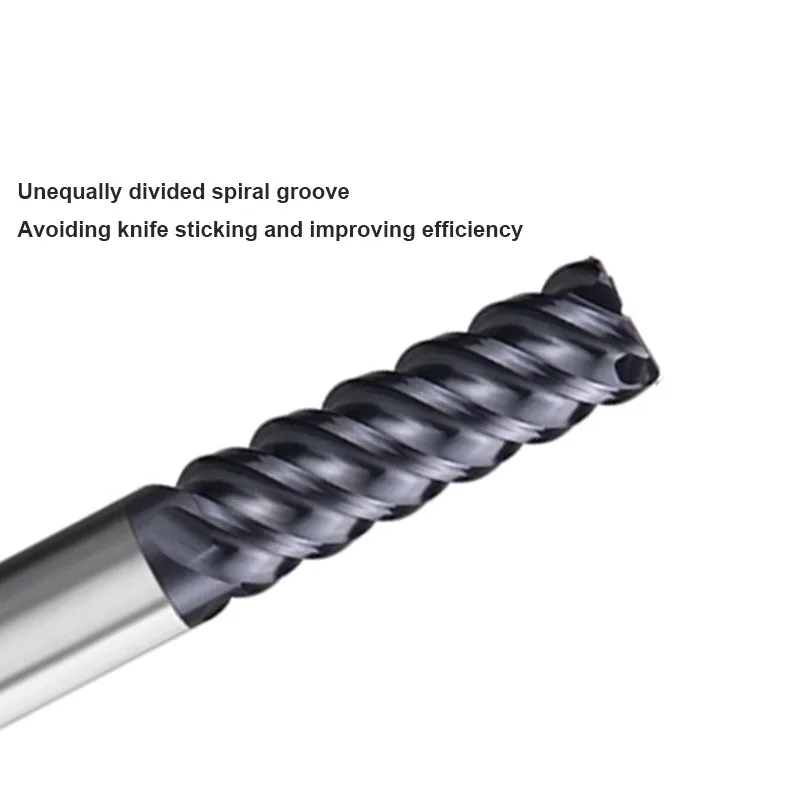 AZZKOR HRC80 High Hardness Milling Cutter Tungsten Steel Carbide Unequal Spiral 4-Flute End Mill CNC Machining Endmill Tools